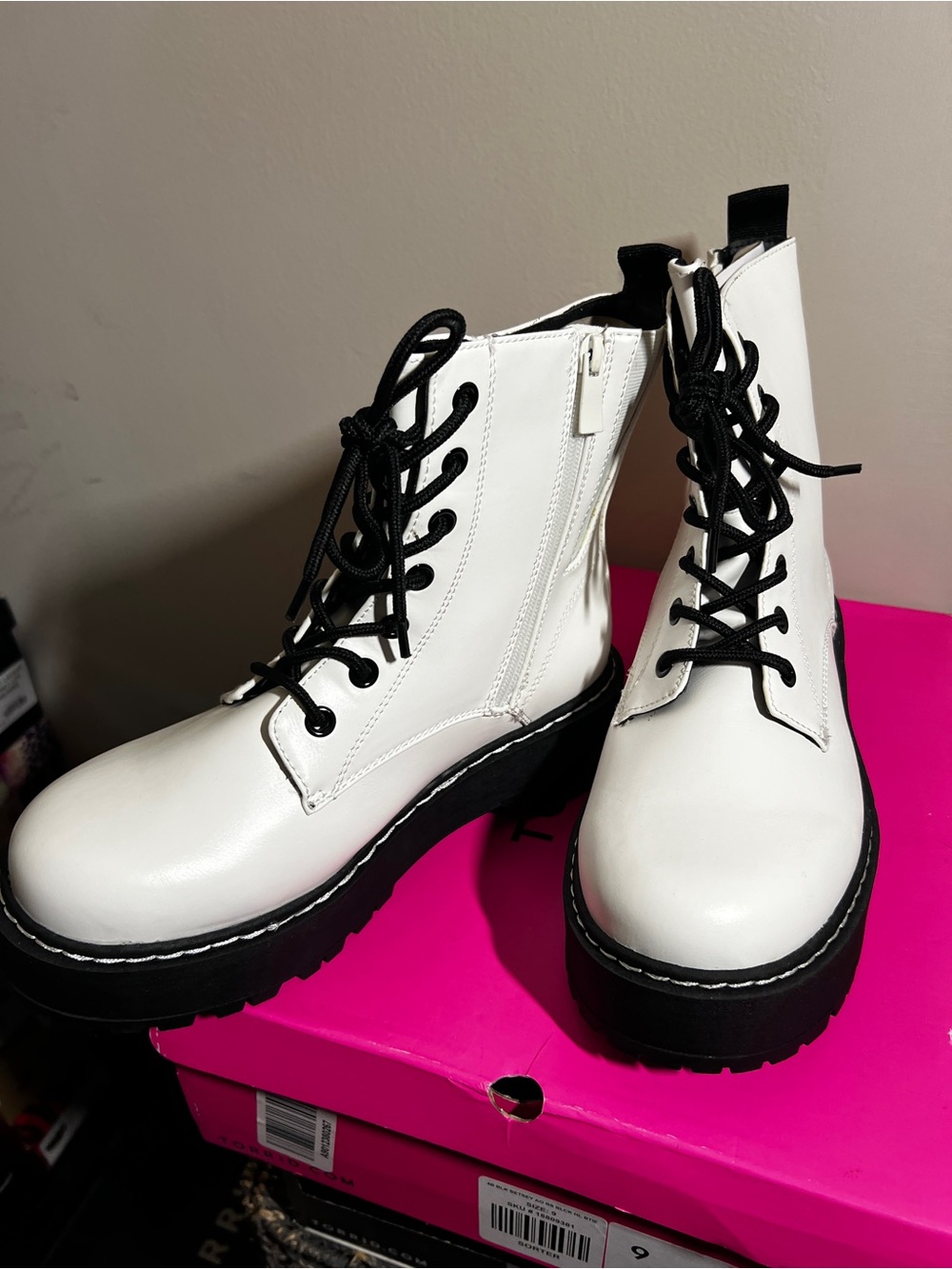 Torrid White Lace-Up Platform Combat Boots - Women's - Picture 2 of 7